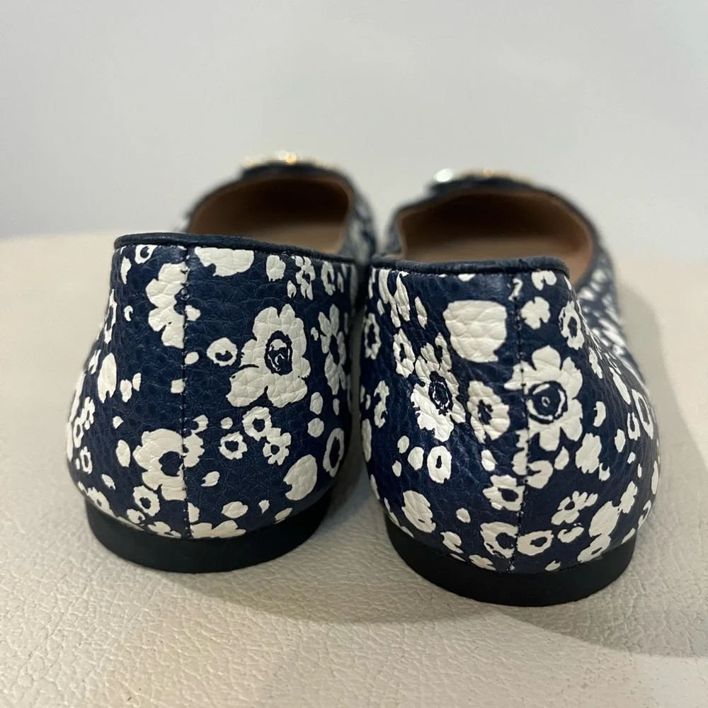 Tory Burch Claire Floral Leather Slip Ons Ballet Flats Big Girl Size 4.5